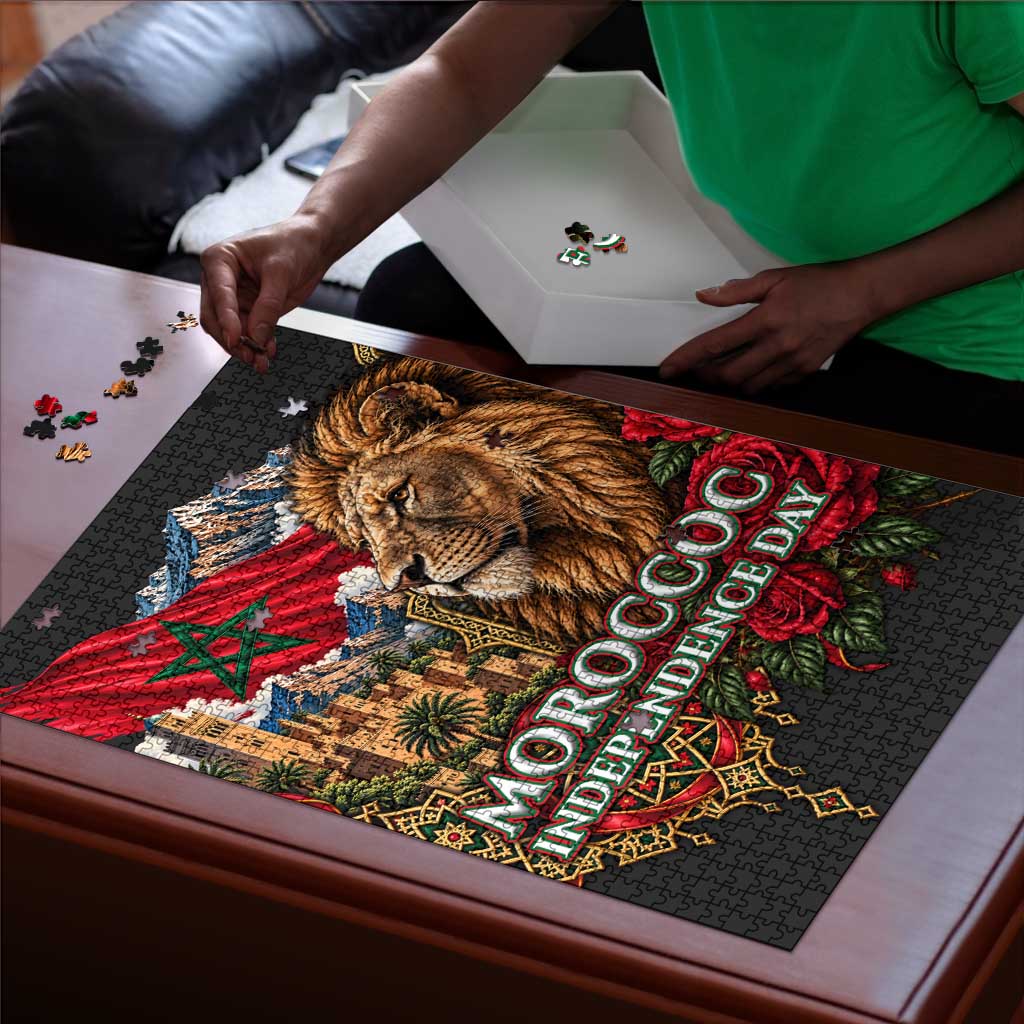 Morocco Independence Day Puzzle Atlas Lion Red Rose Atlas Mountain Heritage