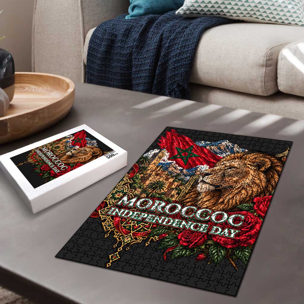 Morocco Independence Day Puzzle Atlas Lion Red Rose Atlas Mountain Heritage
