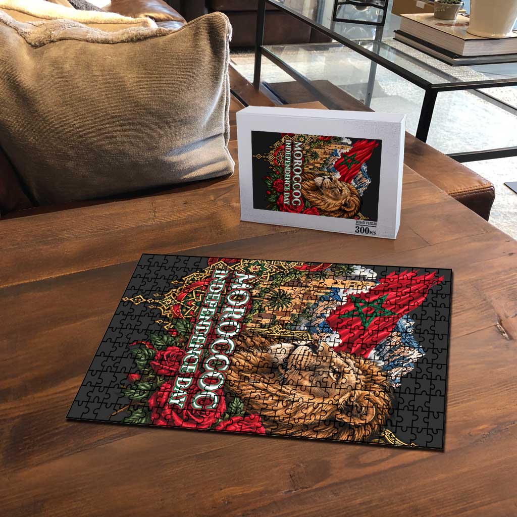 Morocco Independence Day Puzzle Atlas Lion Red Rose Atlas Mountain Heritage