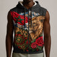 Morocco Independence Day Sleeveless Zip Hoodie Atlas Lion Red Rose Atlas Mountain Heritage