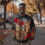 Morocco Independence Day Sweatshirt Atlas Lion Red Rose Atlas Mountain Heritage