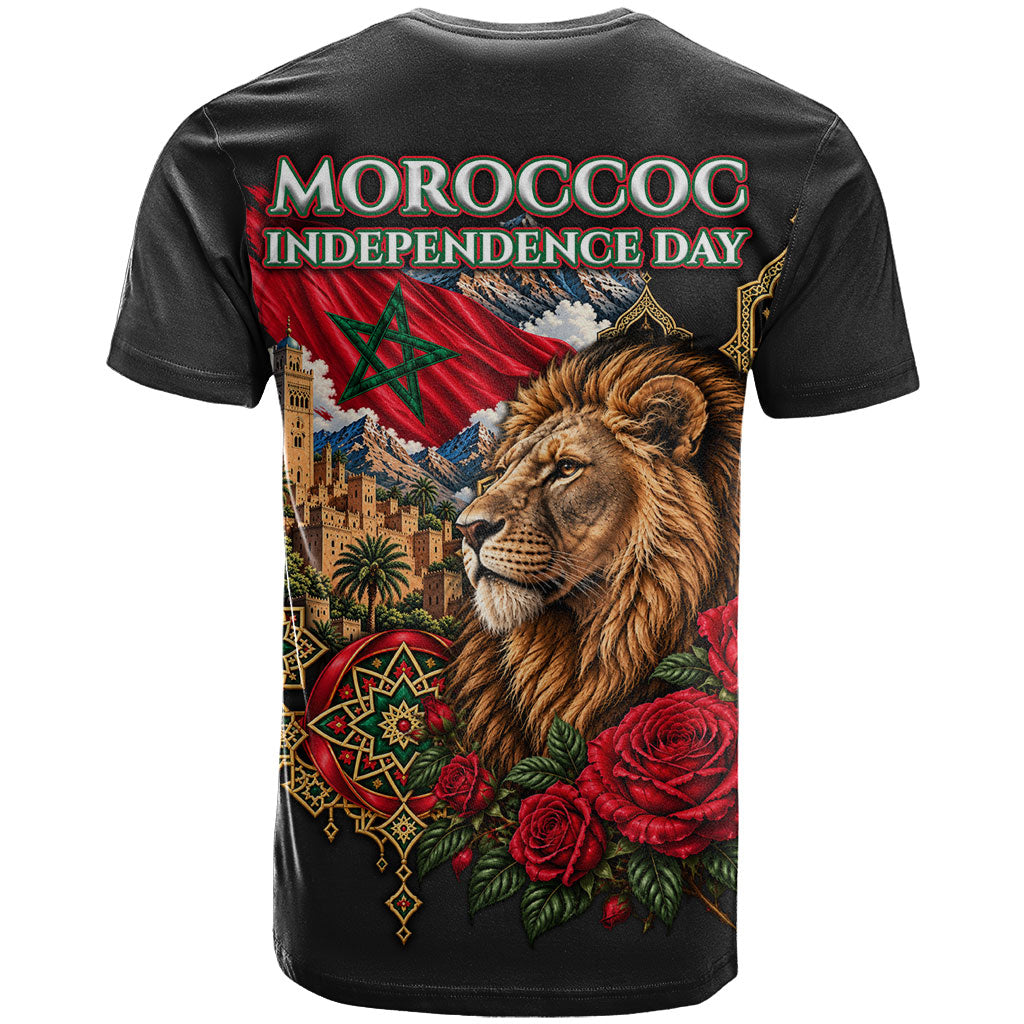 Morocco Independence Day T shirt Atlas Lion Red Rose Atlas Mountain Heritage
