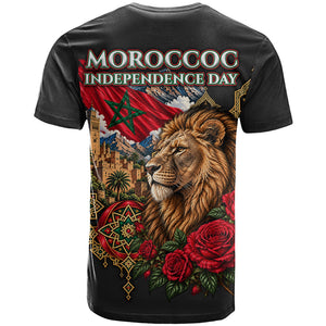Morocco Independence Day T shirt Atlas Lion Red Rose Atlas Mountain Heritage
