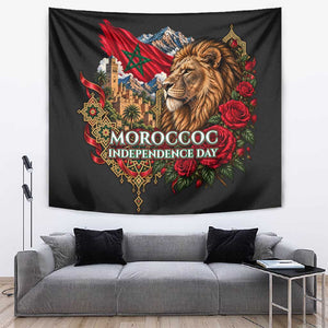 Morocco Independence Day Tapestry Atlas Lion Red Rose Atlas Mountain Heritage