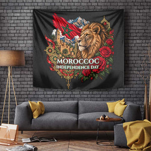 Morocco Independence Day Tapestry Atlas Lion Red Rose Atlas Mountain Heritage