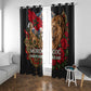 Morocco Independence Day Window Curtain Atlas Lion Red Rose Atlas Mountain Heritage