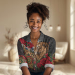 Morocco Independence Day Women Casual Shirt Atlas Lion Red Rose Atlas Mountain Heritage