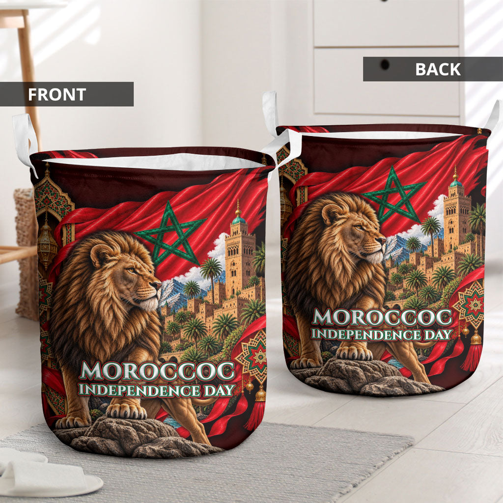 Morocco Independence Day Lion Laundry Basket Atlas Mountain Kasbah Heritage