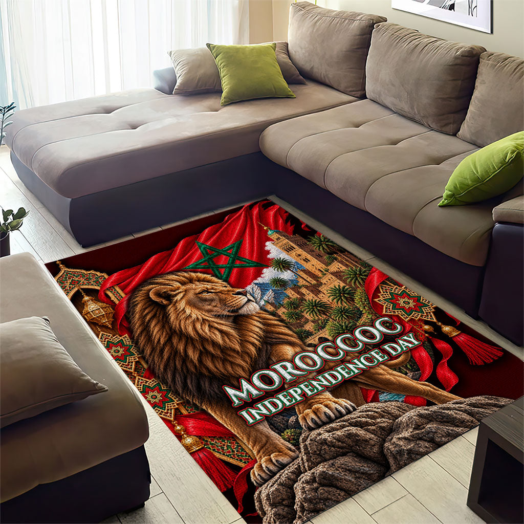 Morocco Independence Day Lion Area Rug Atlas Mountain Kasbah Heritage