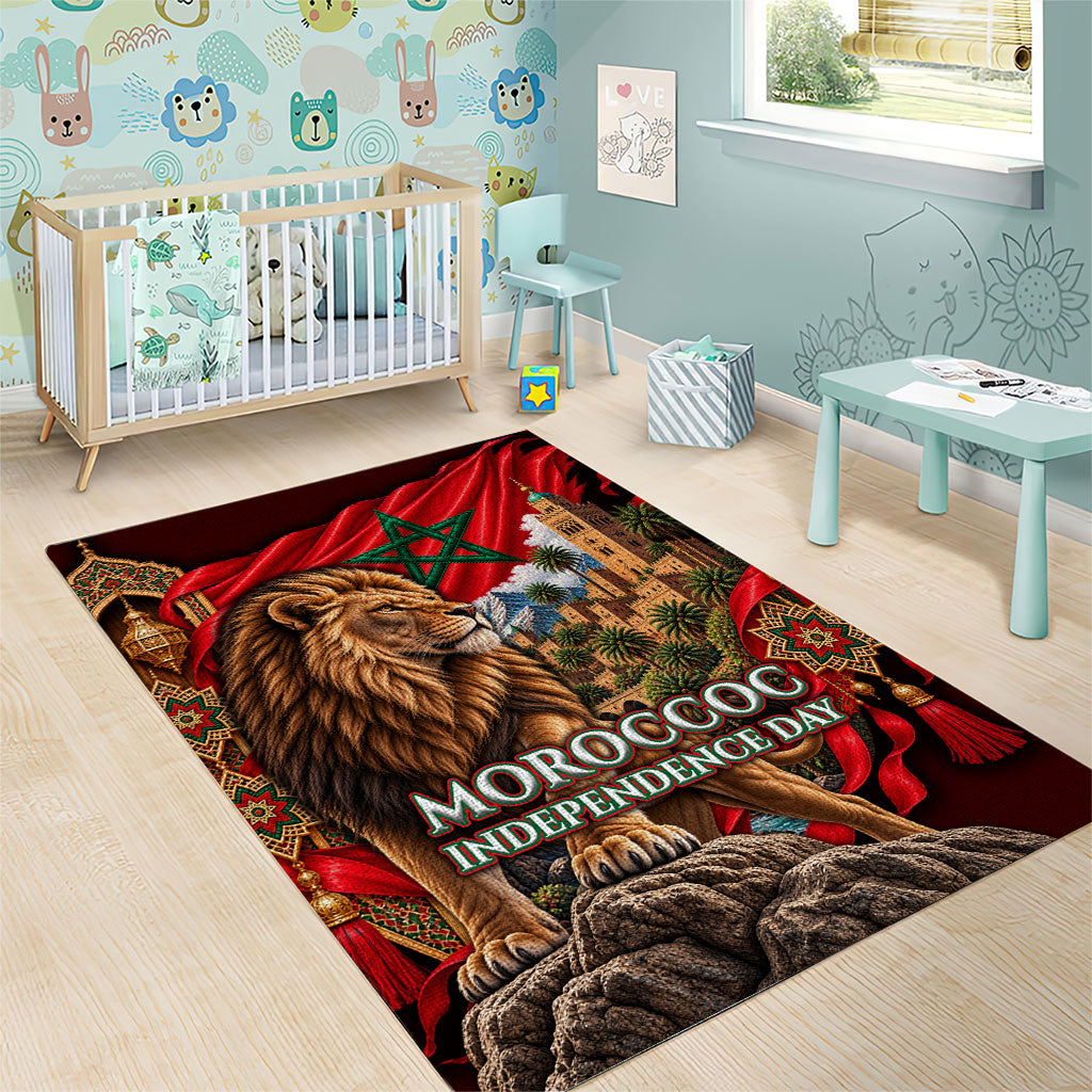 Morocco Independence Day Lion Area Rug Atlas Mountain Kasbah Heritage