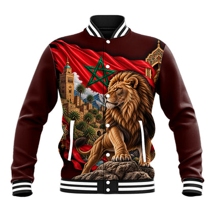 Morocco Independence Day Lion Baseball Jacket Atlas Mountain Kasbah Heritage
