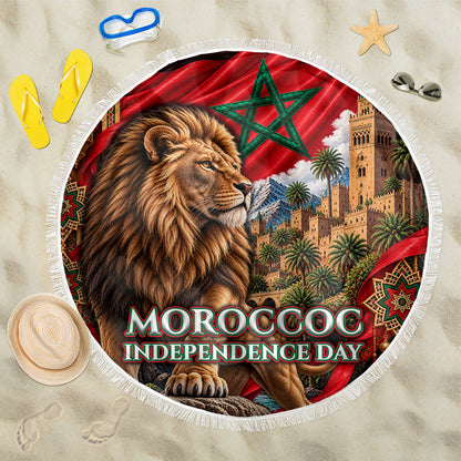 Morocco Independence Day Lion Beach Blanket Atlas Mountain Kasbah Heritage