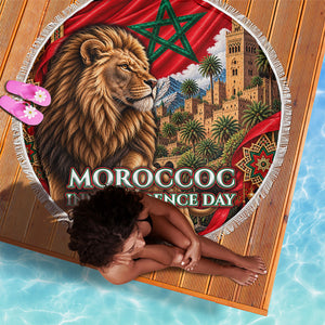Morocco Independence Day Lion Beach Blanket Atlas Mountain Kasbah Heritage
