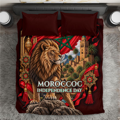 Morocco Independence Day Lion Bedding Set Atlas Mountain Kasbah Heritage