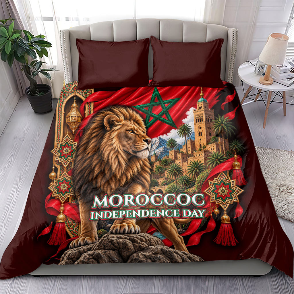 Morocco Independence Day Lion Bedding Set Atlas Mountain Kasbah Heritage