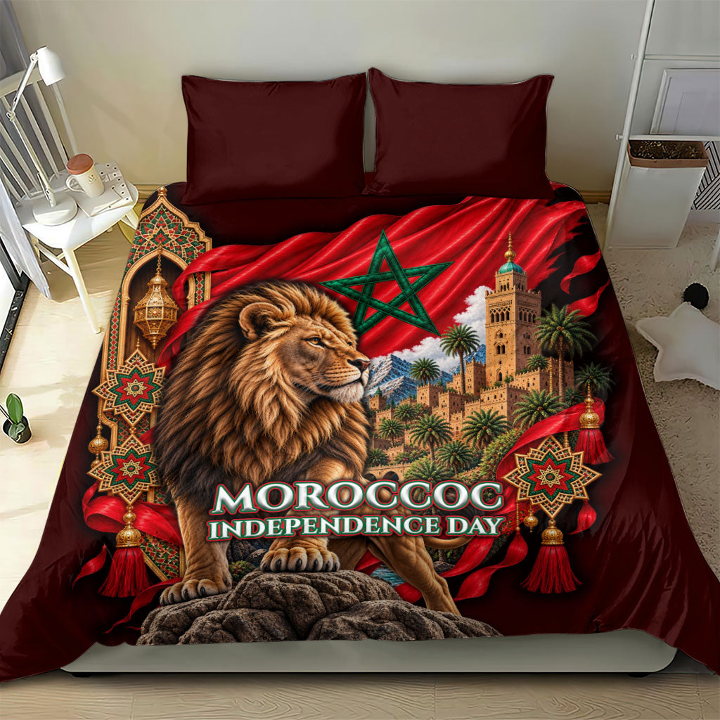 Morocco Independence Day Lion Bedding Set Atlas Mountain Kasbah Heritage