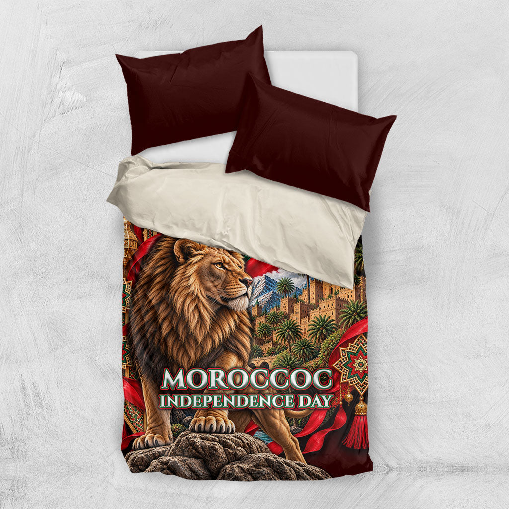 Morocco Independence Day Lion Bedding Set Atlas Mountain Kasbah Heritage