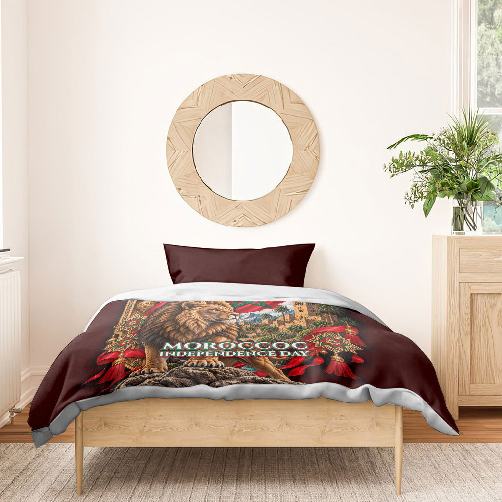 Morocco Independence Day Lion Bedding Set Atlas Mountain Kasbah Heritage