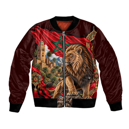 Morocco Independence Day Lion Bomber Jacket Atlas Mountain Kasbah Heritage