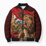 Morocco Independence Day Lion Bomber Puffer Jacket Atlas Mountain Kasbah Heritage