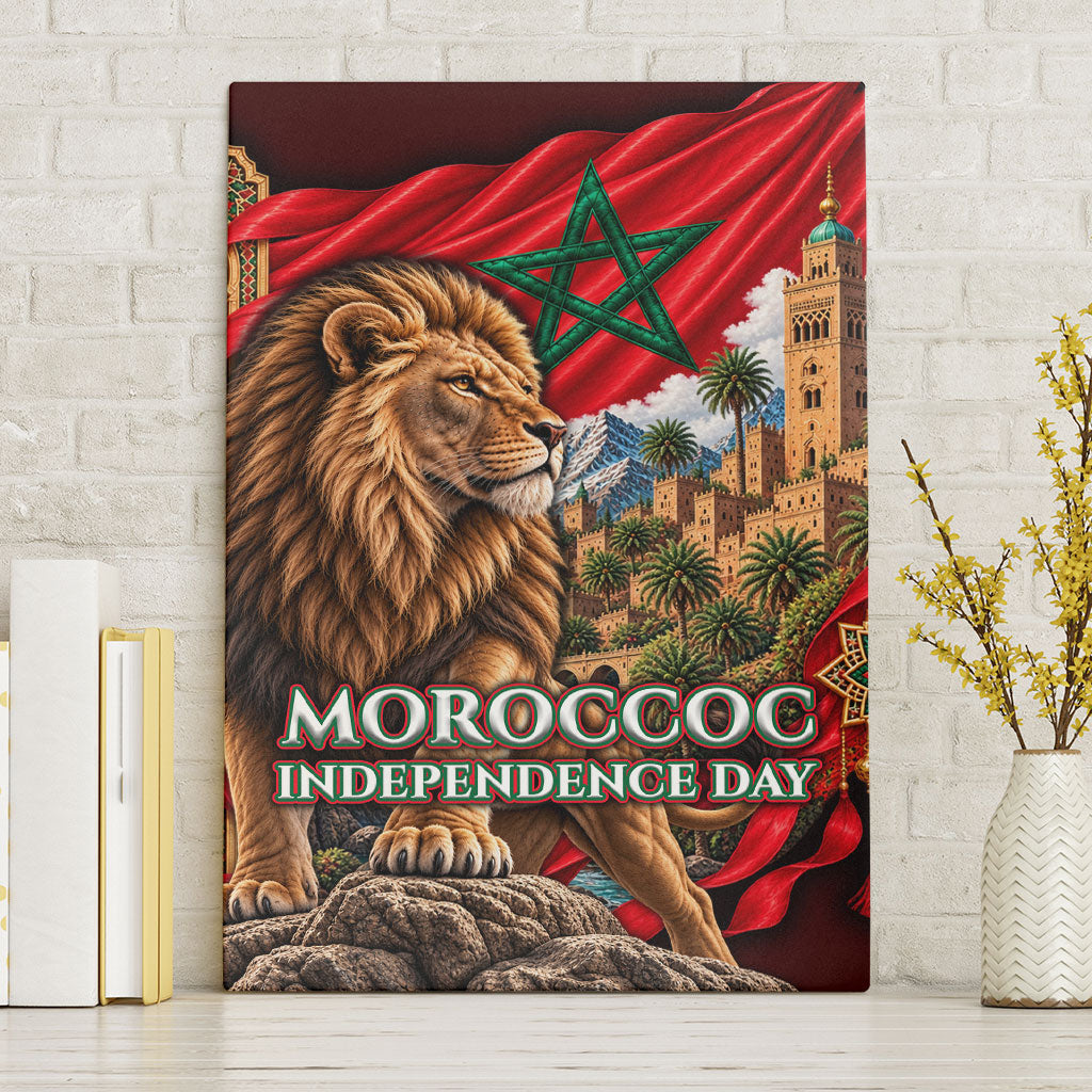Morocco Independence Day Lion Canvas Wall Art Atlas Mountain Kasbah Heritage