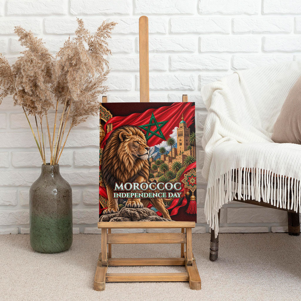 Morocco Independence Day Lion Canvas Wall Art Atlas Mountain Kasbah Heritage