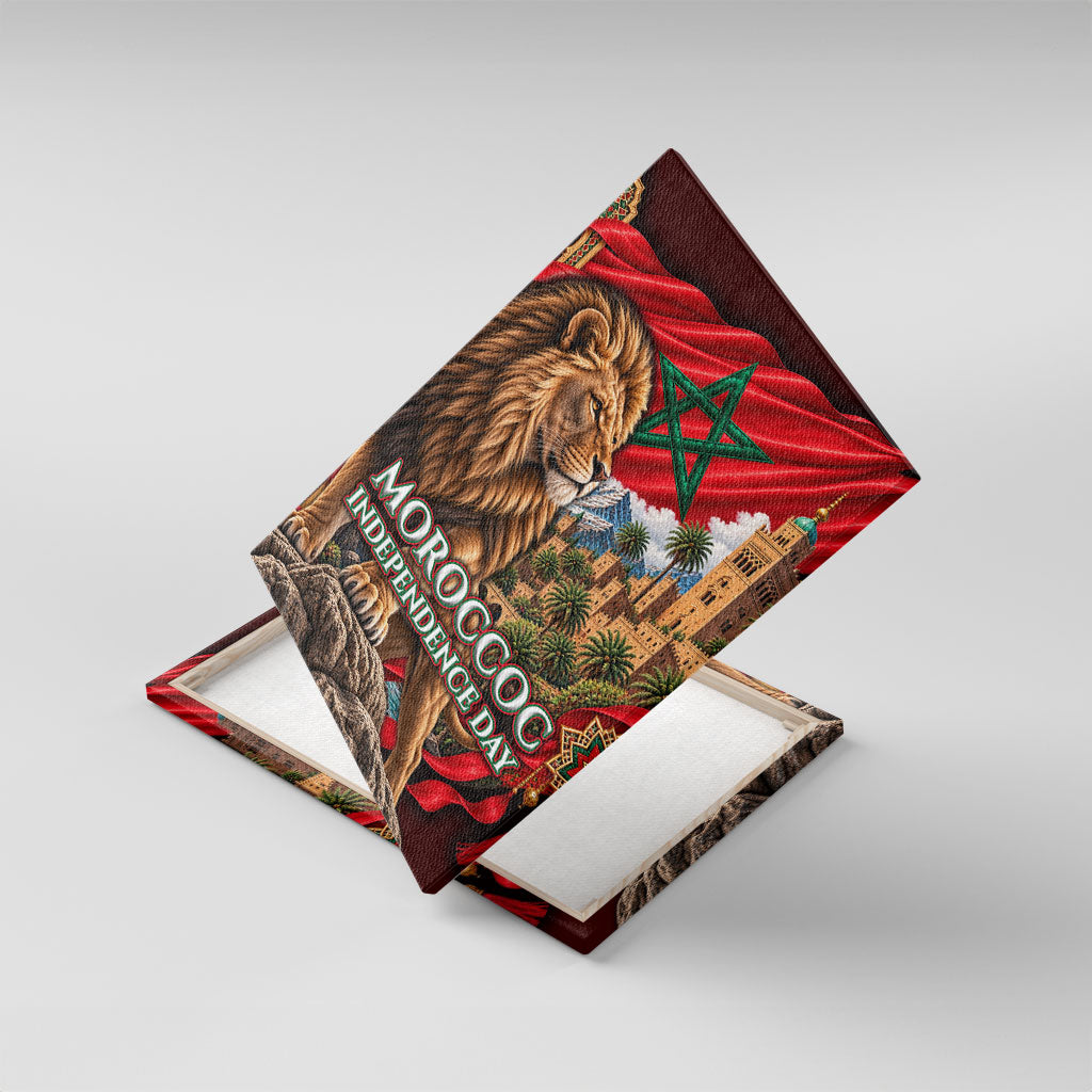 Morocco Independence Day Lion Canvas Wall Art Atlas Mountain Kasbah Heritage