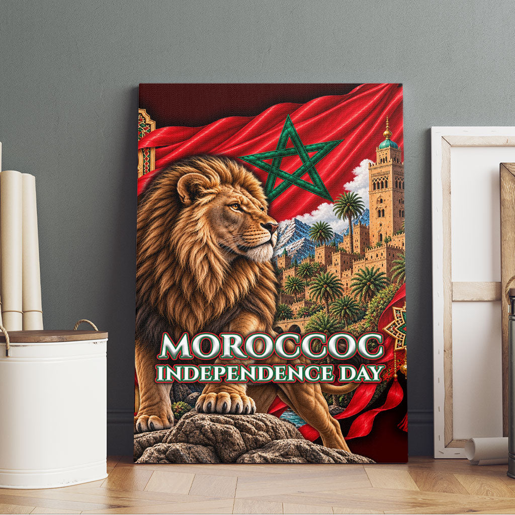 Morocco Independence Day Lion Canvas Wall Art Atlas Mountain Kasbah Heritage