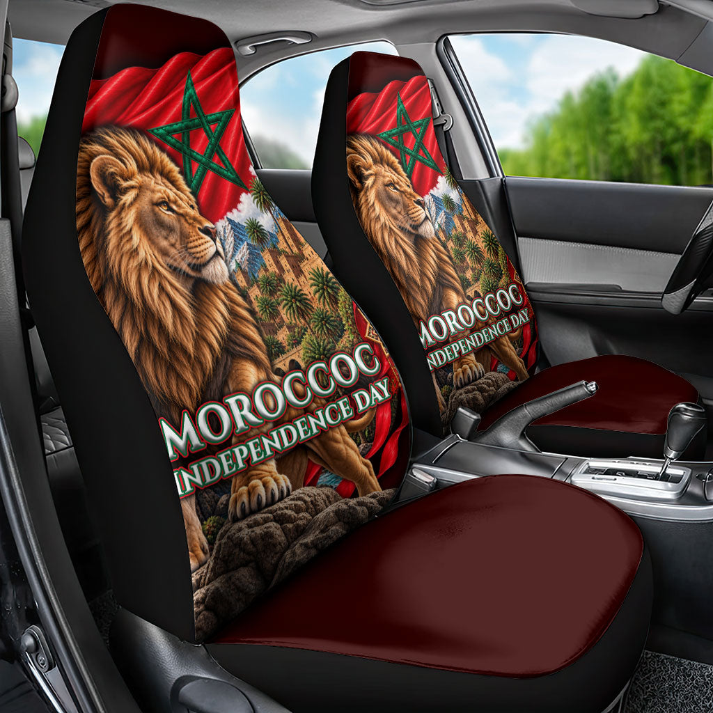 Morocco Independence Day Lion Car Seat Cover Atlas Mountain Kasbah Heritage