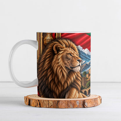 Morocco Independence Day Lion Ceramic Mug Atlas Mountain Kasbah Heritage