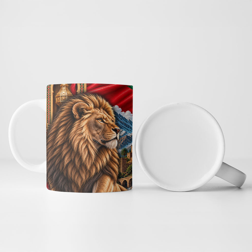 Morocco Independence Day Lion Ceramic Mug Atlas Mountain Kasbah Heritage