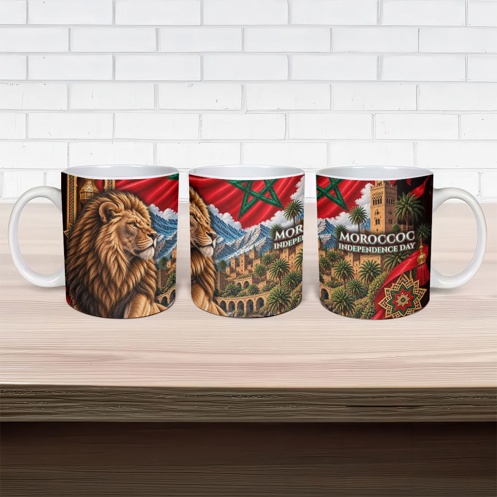 Morocco Independence Day Lion Ceramic Mug Atlas Mountain Kasbah Heritage