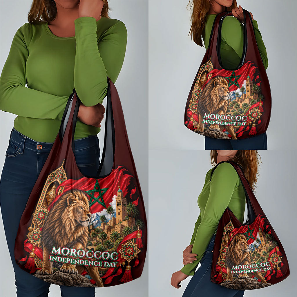 Morocco Independence Day Lion Grocery Bag Atlas Mountain Kasbah Heritage