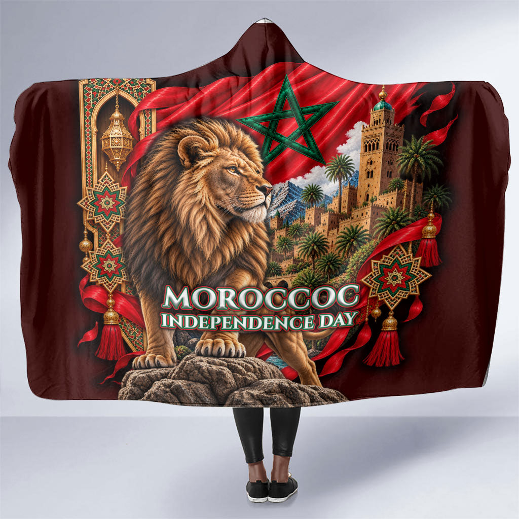 Morocco Independence Day Lion Hooded Blanket Atlas Mountain Kasbah Heritage