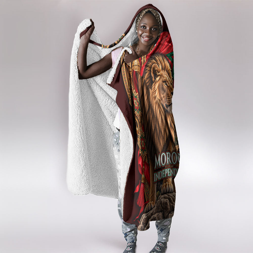 Morocco Independence Day Lion Hooded Blanket Atlas Mountain Kasbah Heritage
