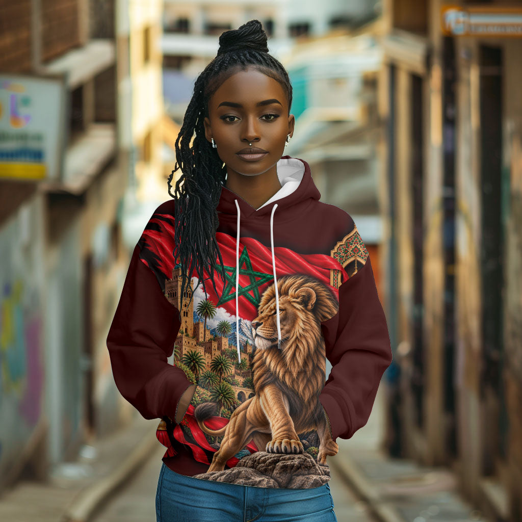 Morocco Independence Day Lion Hoodie Atlas Mountain Kasbah Heritage