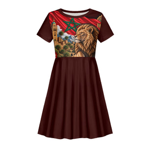 Morocco Independence Day Lion Kid Short Sleeve Dress Atlas Mountain Kasbah Heritage