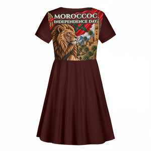 Morocco Independence Day Lion Kid Short Sleeve Dress Atlas Mountain Kasbah Heritage