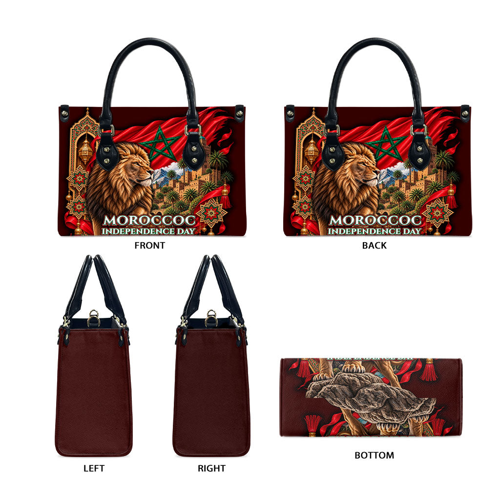 Morocco Independence Day Lion Leather Bag Atlas Mountain Kasbah Heritage