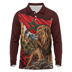 Morocco Independence Day Lion Long Sleeve Polo Shirt Atlas Mountain Kasbah Heritage
