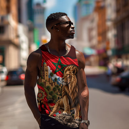 Morocco Independence Day Lion Men Tank Top Atlas Mountain Kasbah Heritage