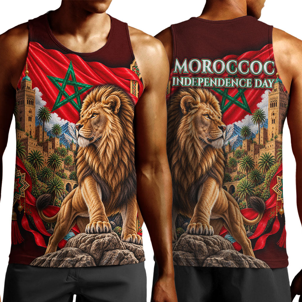 Morocco Independence Day Lion Men Tank Top Atlas Mountain Kasbah Heritage