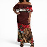 Morocco Independence Day Lion Off Shoulder Maxi Dress Atlas Mountain Kasbah Heritage