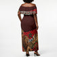 Morocco Independence Day Lion Off Shoulder Maxi Dress Atlas Mountain Kasbah Heritage