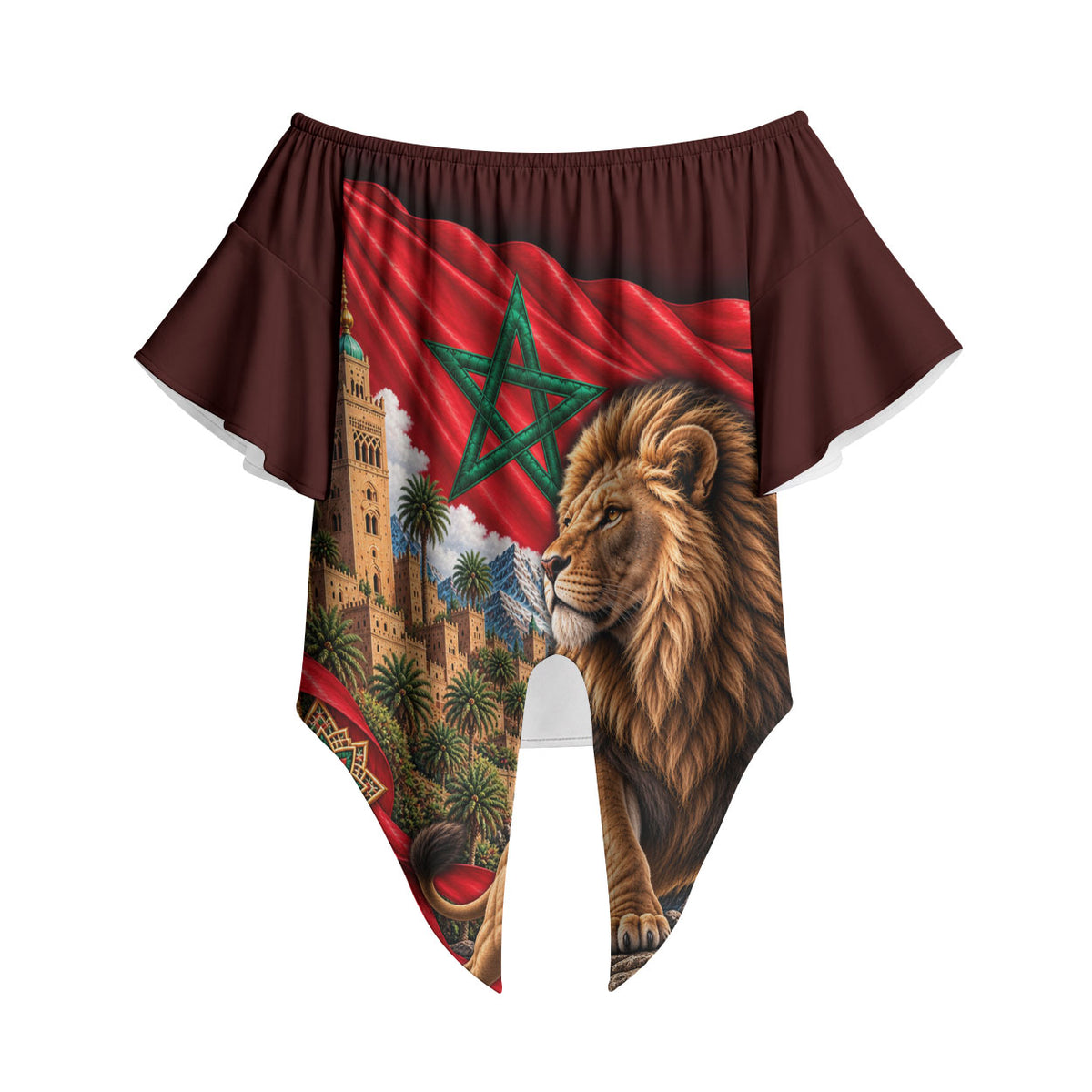 Morocco Independence Day Lion Off Shoulder Wrap Waist Top Atlas Mountain Kasbah Heritage