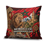 Morocco Independence Day Lion Pillow Cover Atlas Mountain Kasbah Heritage