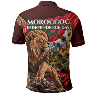 Morocco Independence Day Lion Polo Shirt Atlas Mountain Kasbah Heritage