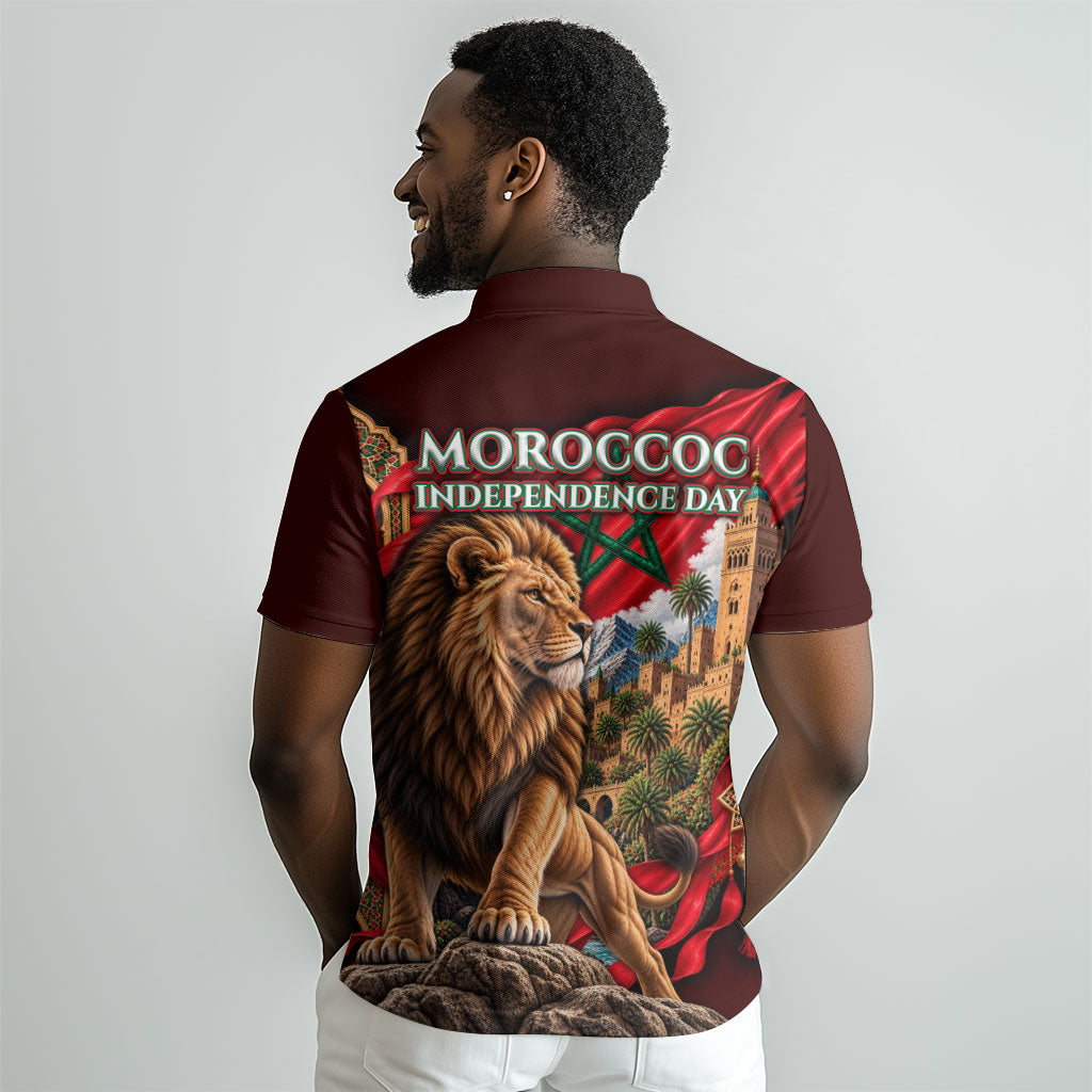 Morocco Independence Day Lion Polo Shirt Atlas Mountain Kasbah Heritage
