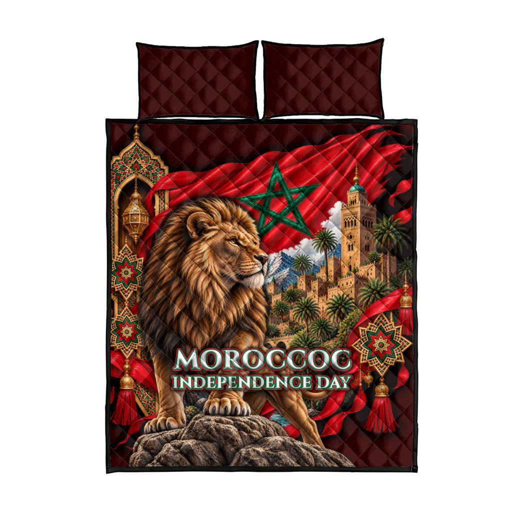 Morocco Independence Day Lion Quilt Bed Set Atlas Mountain Kasbah Heritage