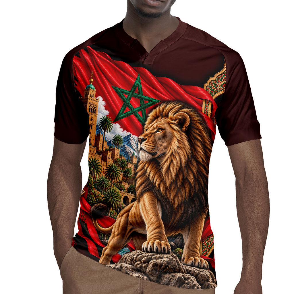 Morocco Independence Day Lion Rugby Jersey Atlas Mountain Kasbah Heritage